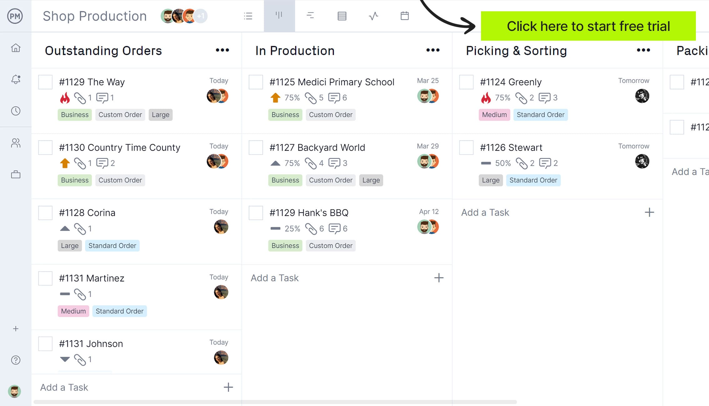 ProjectManager's kanban board