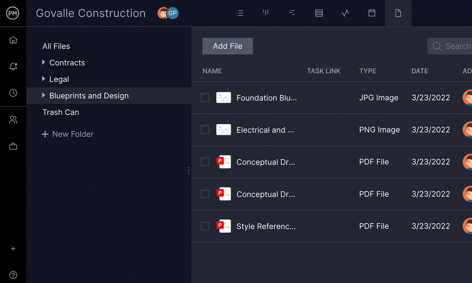 ProjectManager's is a waterfall project management software that  facilitates file storage and file sharing for waterfall teams