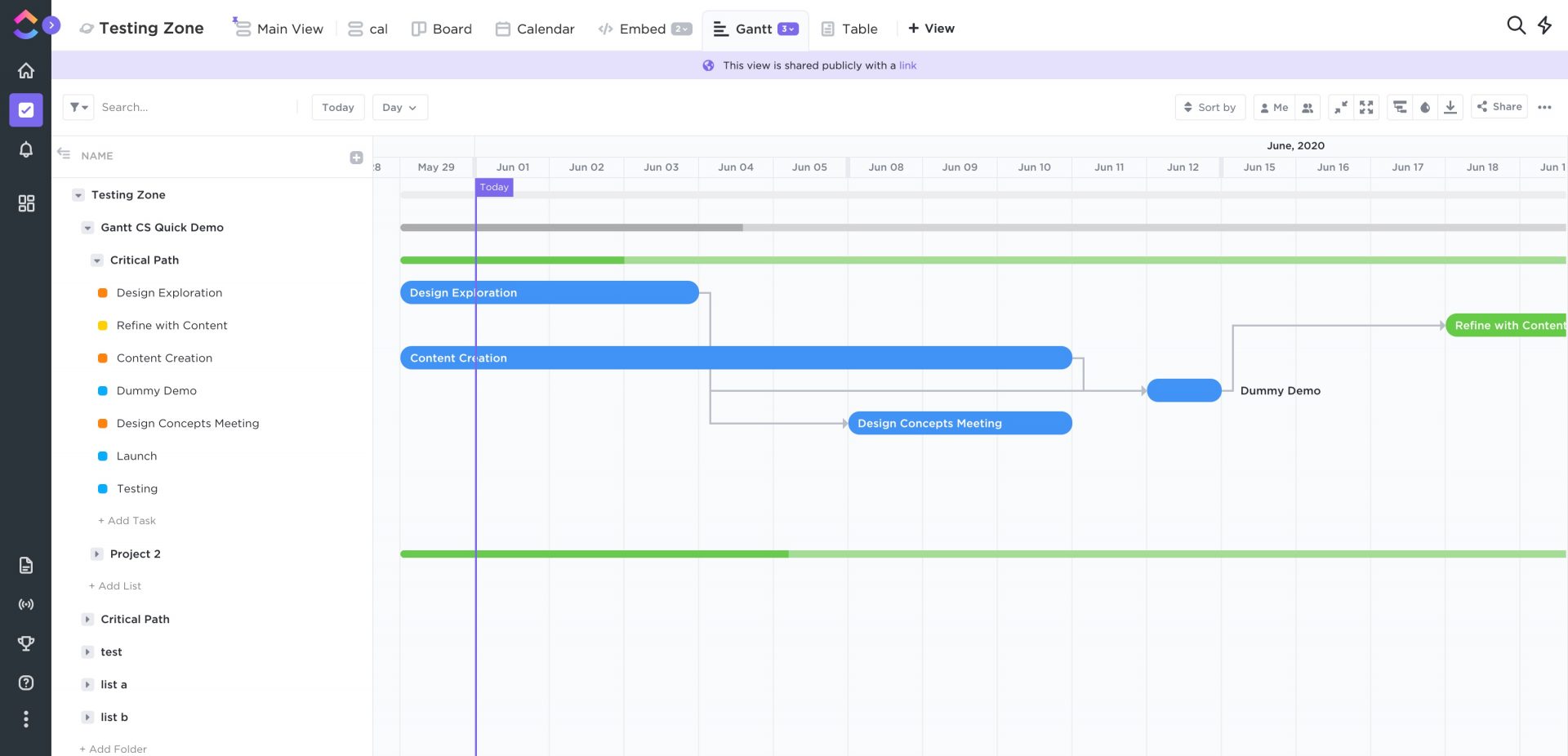 ClickUp screenshot, one of the best Gantt chart software