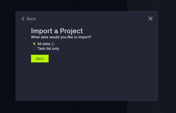 MPP file import prompt