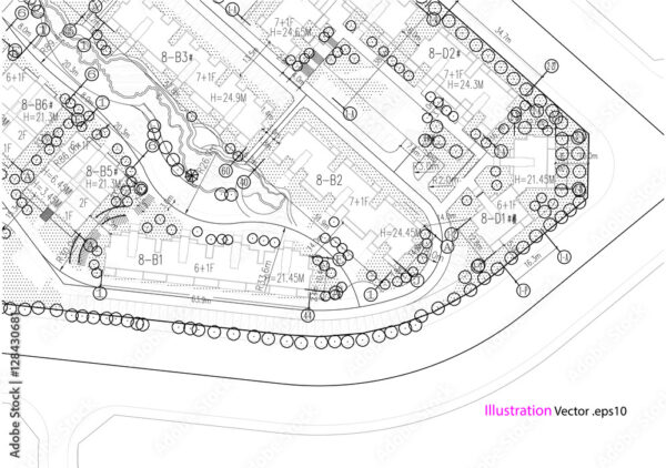 landscape drawing, an architectural drawing