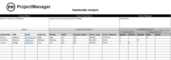 Stakeholder analysis template