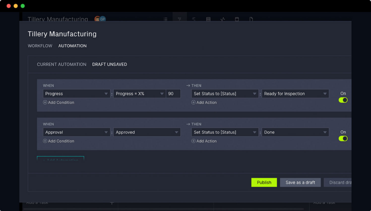 ProjectManager's workflow view