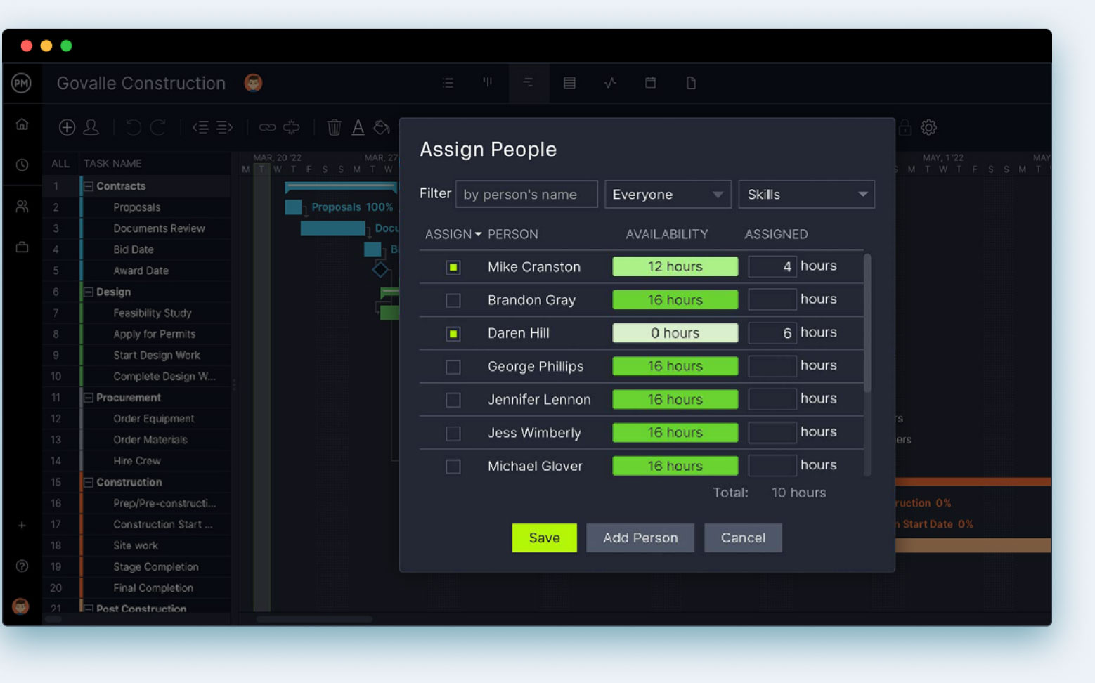 Assign resources in real time with this Gantt chart maker