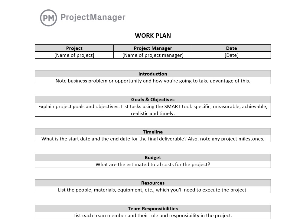 work plan template