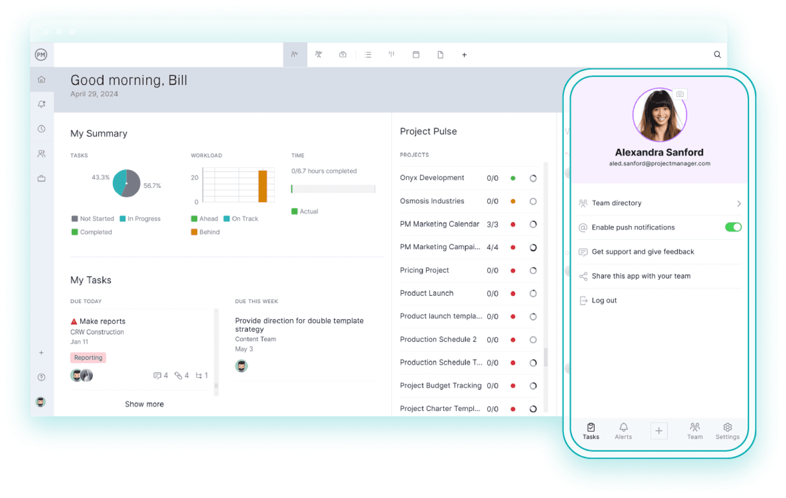 Kanban software task tracking dashboard