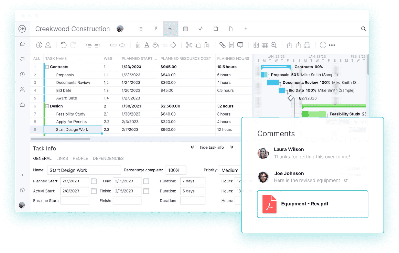 ProjectManager's Gantt chart maker team collaboration feature