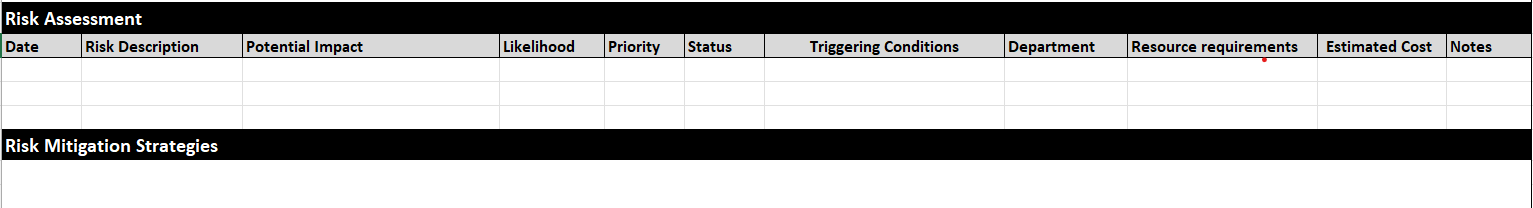 Risk considerations in a contingency plan for Excel