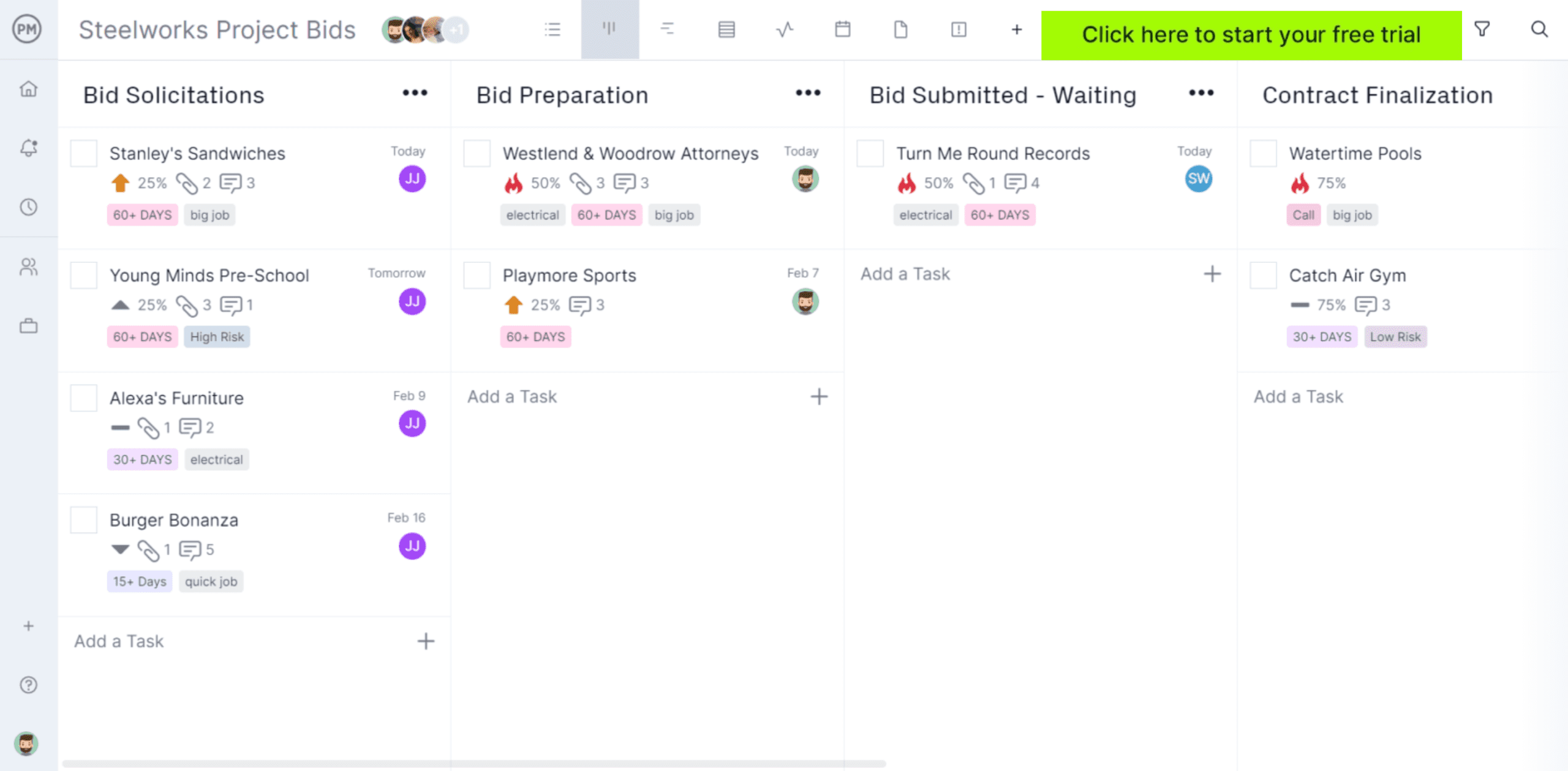 ProjectManager's kanban board