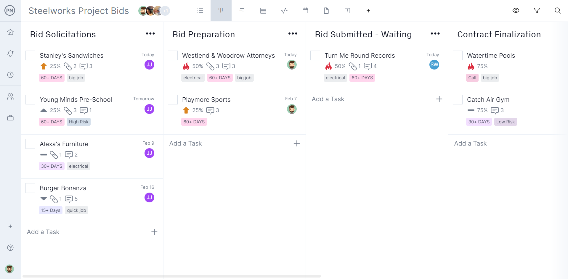 kanban board software for construction bidding