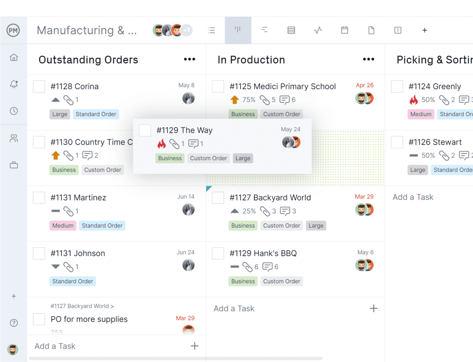 Kanban board in ProjectManager