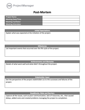 Post-Mortem Project Report Template