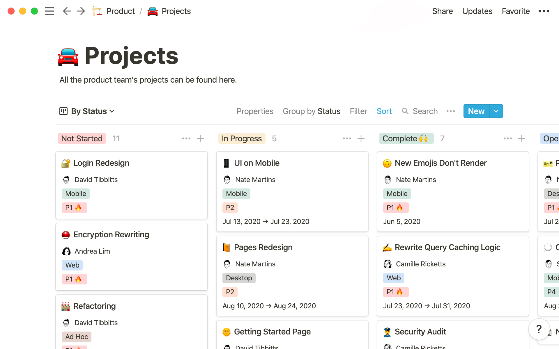 Notion project portfolio, an Airtable alternative