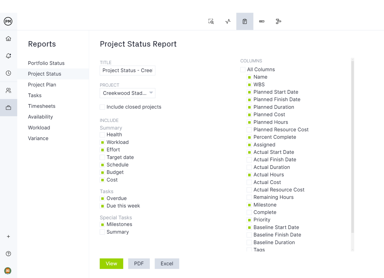 ProjectManager's project management reports are ideal for monitoring project progress