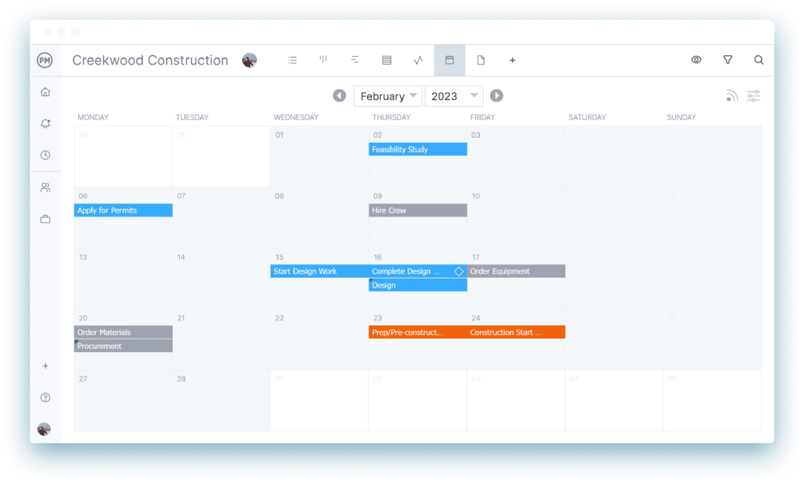 Event planning software with calendar