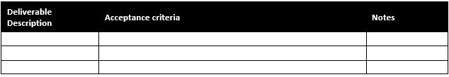 Project deliverables section of ProjectManager's scope of work template