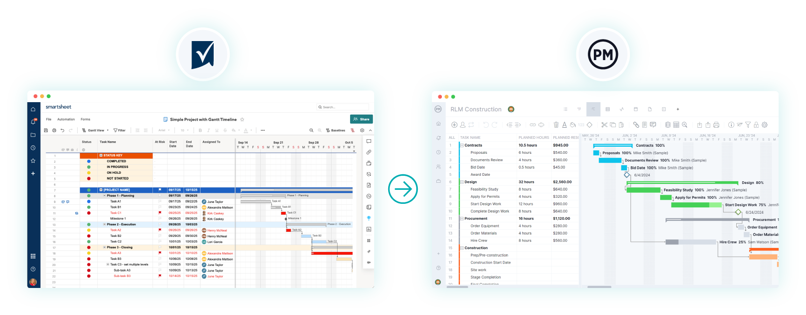 Import Smartsheet data into ProjectManager