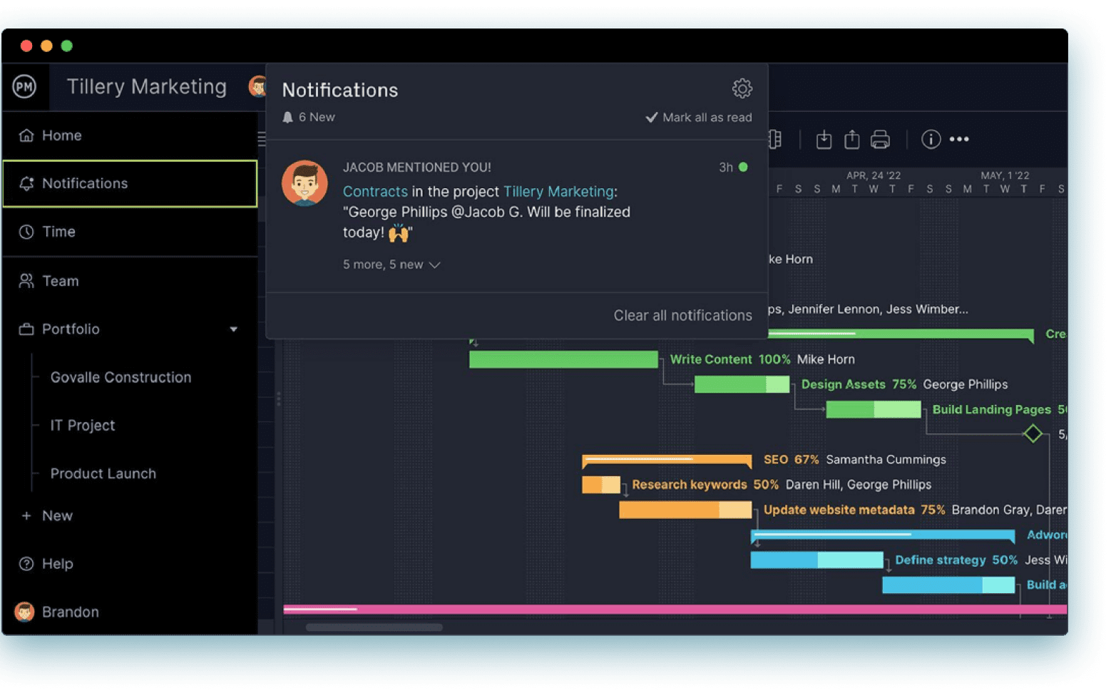 ProjectManager is a product management software with live notifications and email alerts