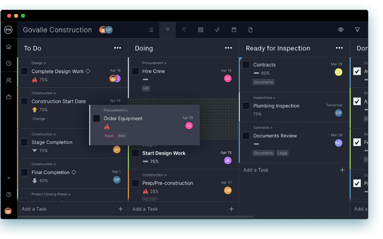 ProjectManager's kanban board is ideal for product management teams