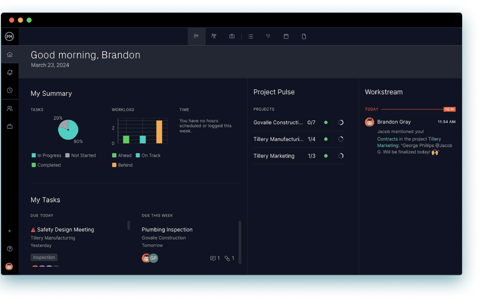 Program management dashboards are pre-built