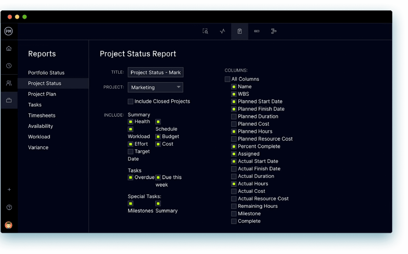 Print and share portfolio management reports with ProjectManager's PMO software built-in reporting features