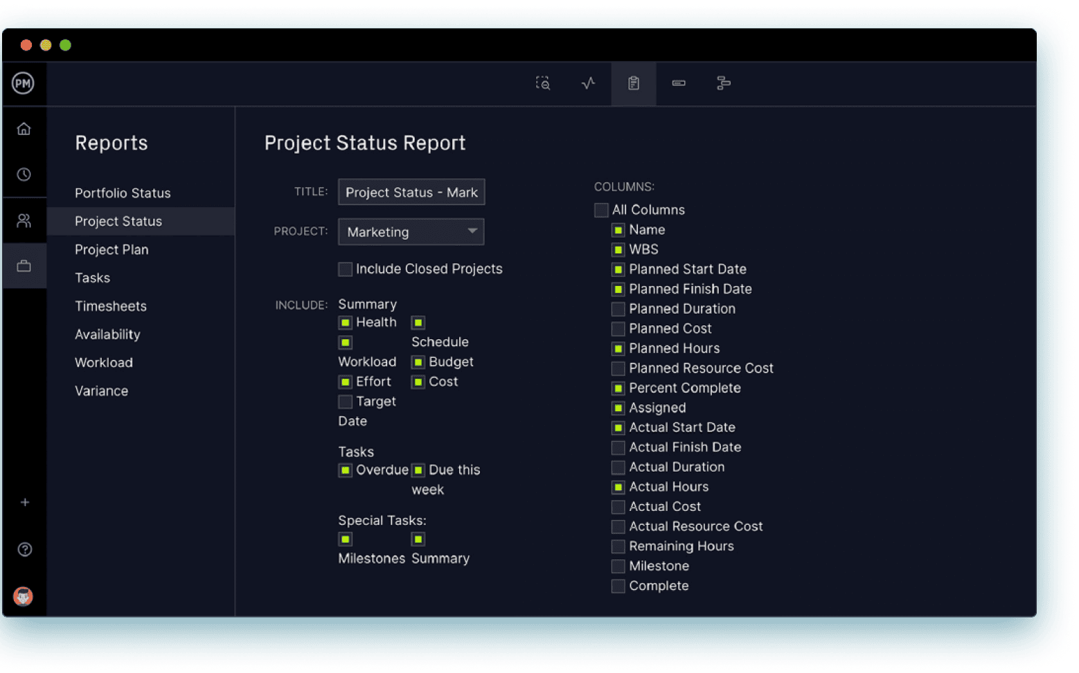 ProjectManager is a cloud-based WBS software with live project reports