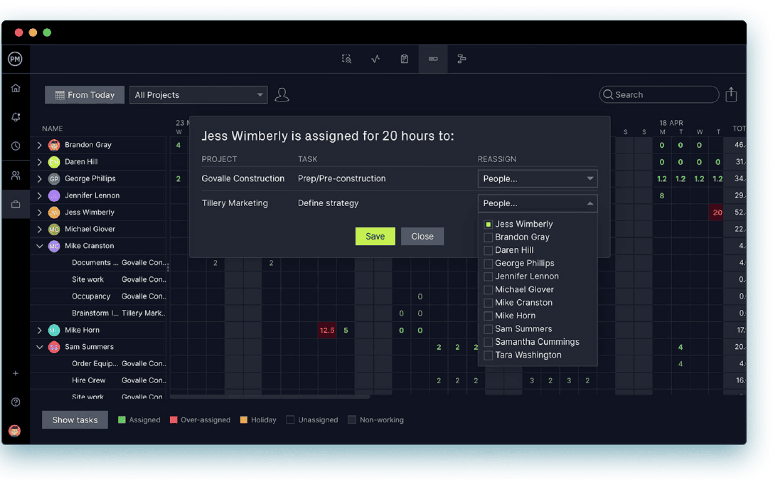 ProjectManager, a project tracking software with timesheets to keep track of labor costs 