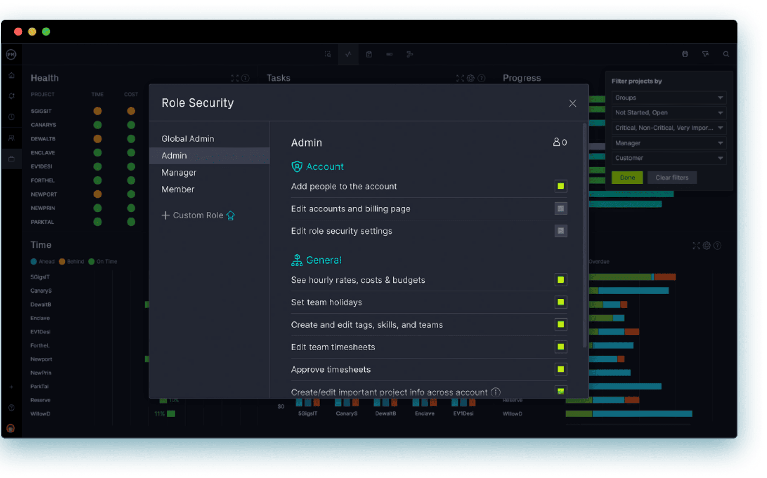 Set security restrictions in this program management software