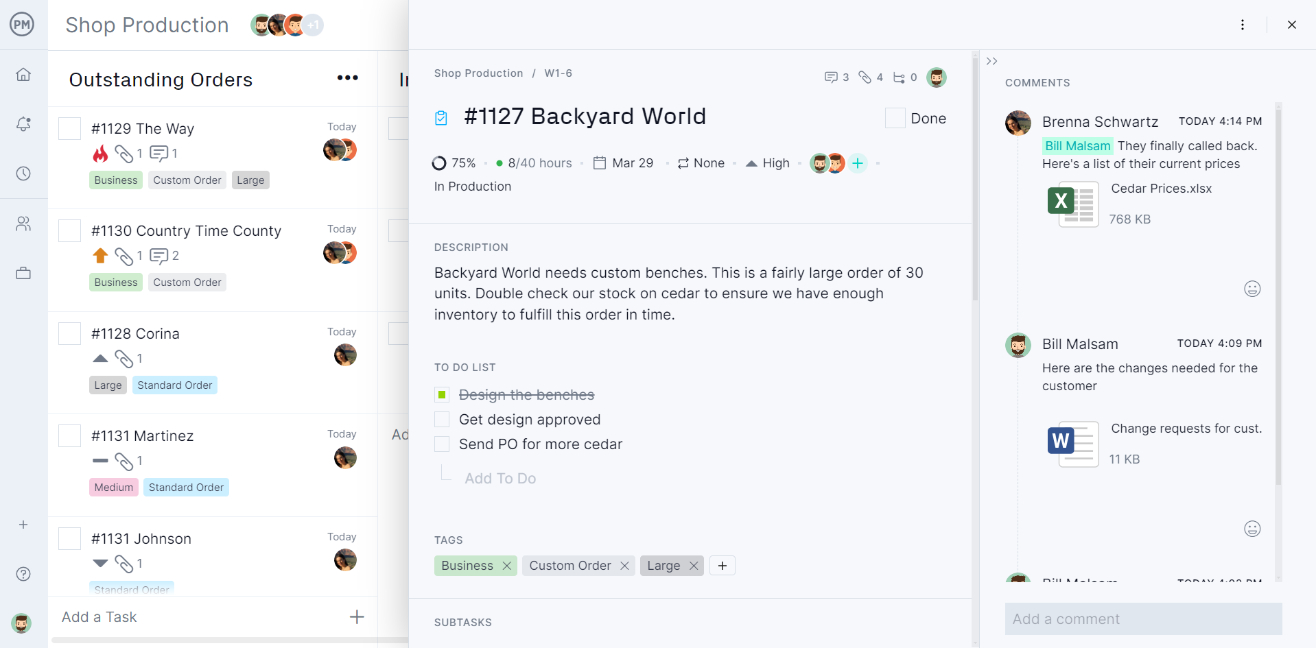 Kanban board in ProjectManager