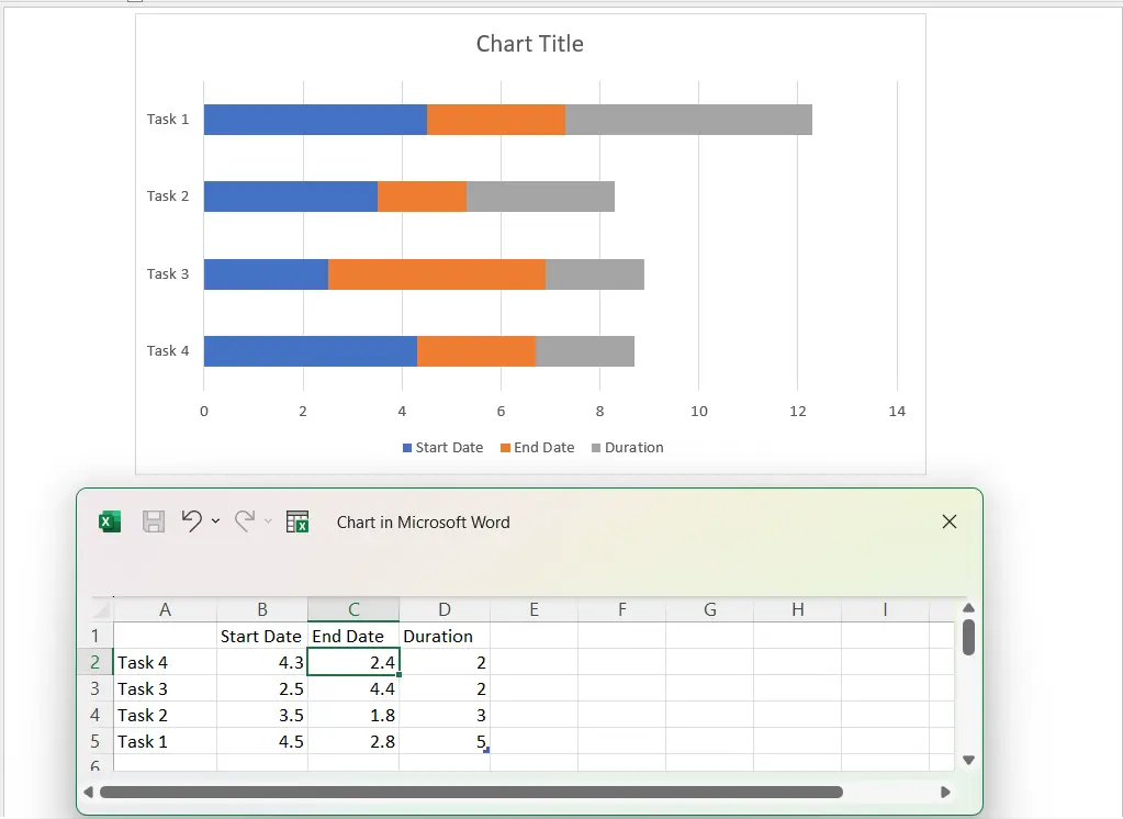 Gantt chart Word