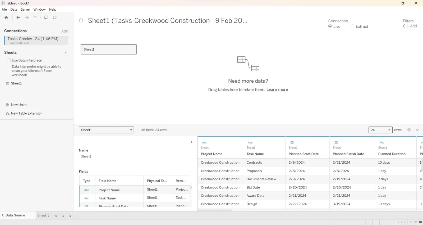 Tableau Gantt chart